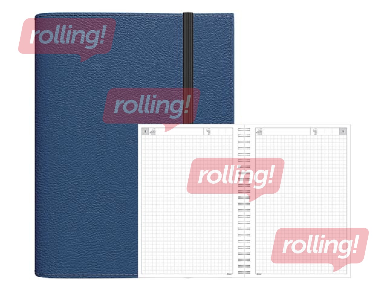 Dienasgrāmata - piezīmju bloks bez datumiem, A5 Flex, rūtiņu, tumši zils