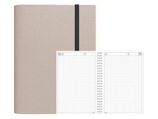 Dienasgrāmata - piezīmju bloks bez datumiem, A5 Flex, rūtiņu, gaiši pelēks