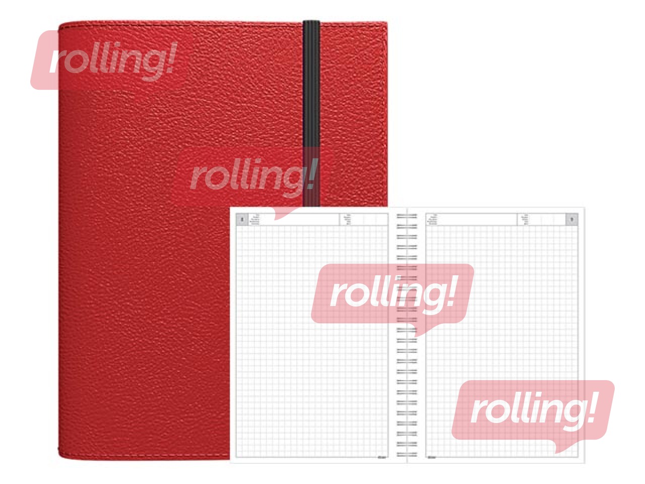 Dienasgrāmata - piezīmju bloks bez datumiem, A5 Flex, rūtiņu, bordo