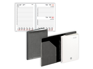 Dienasgrāmata Manager, A5, mākslīgā āda ar spirāli, pelēka