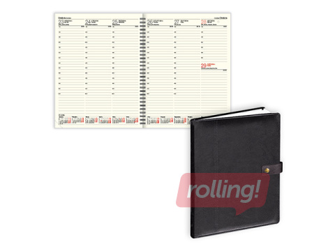 Diary Advocate, A4, with button, leather imitation, black