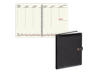 Dienasgrāmata Advocate, A4, ar pogu, mākslīgā āda, melna