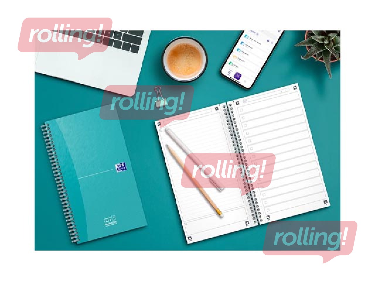 Uzdevumu plānotājs bez datumiem Oxford Office Essentials, A5, tirkīzzils