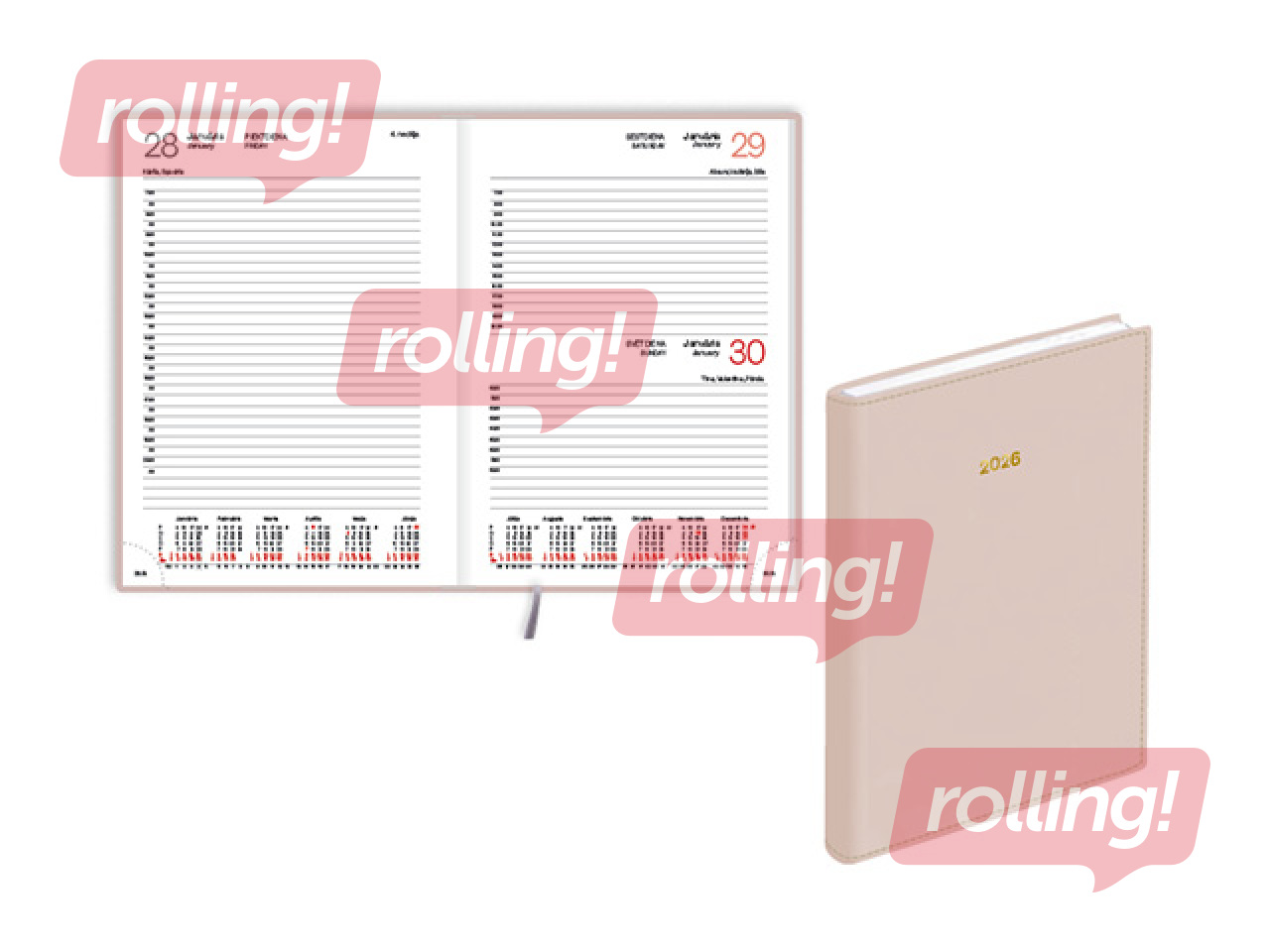 Dienasgrāmata Manager, A5, mākslīgā āda ar faktūru, bēša