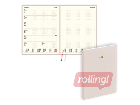 Diary Fortune, A4, textured artificial leather, beige