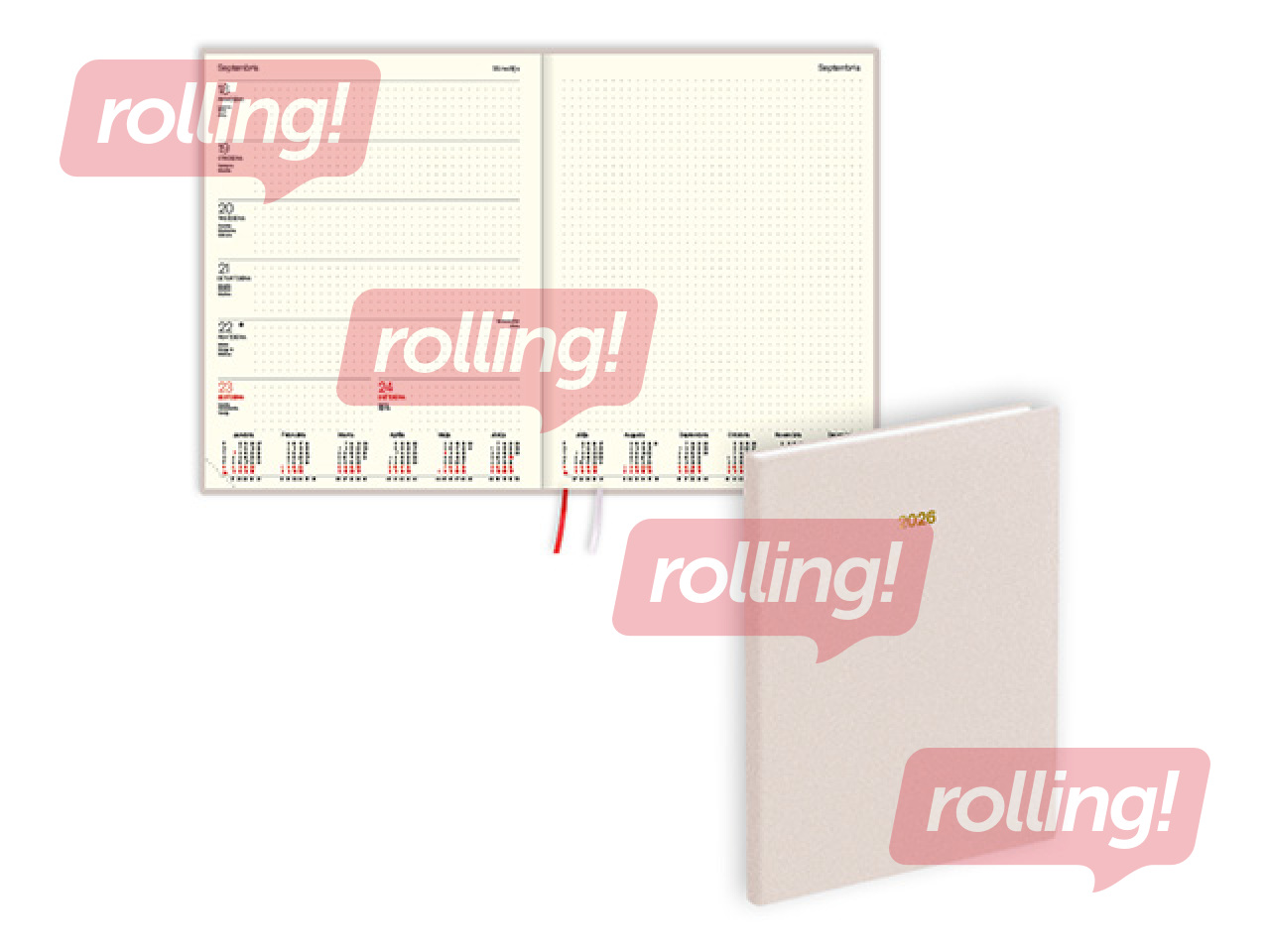 Diary Fortune, A4, textured artificial leather, beige