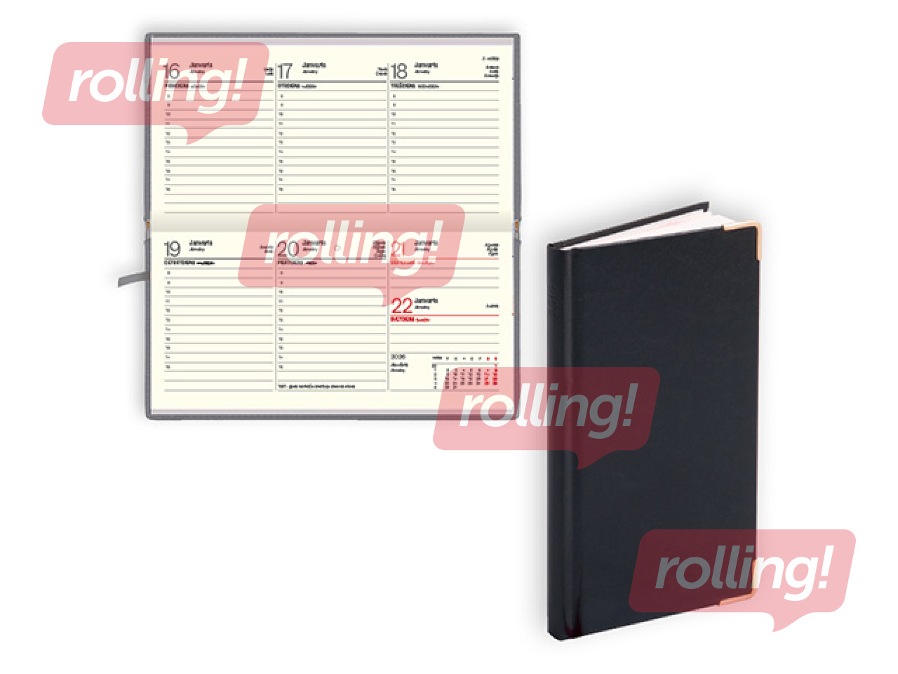 Pocket calendar Lady, basis, black