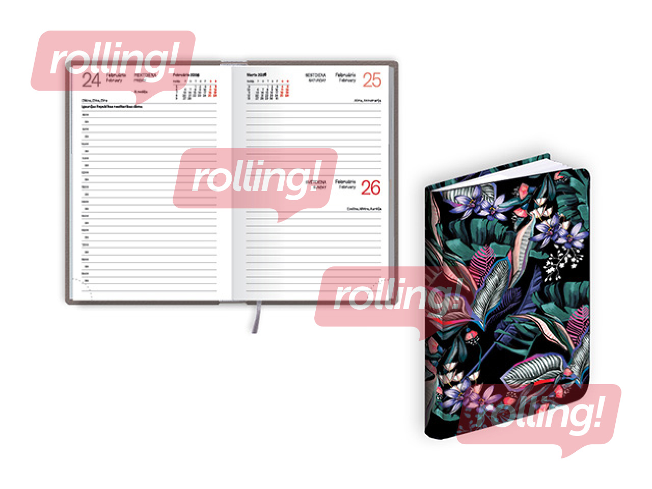 Kabatas kalendārs Mono Flex, A6, Dark