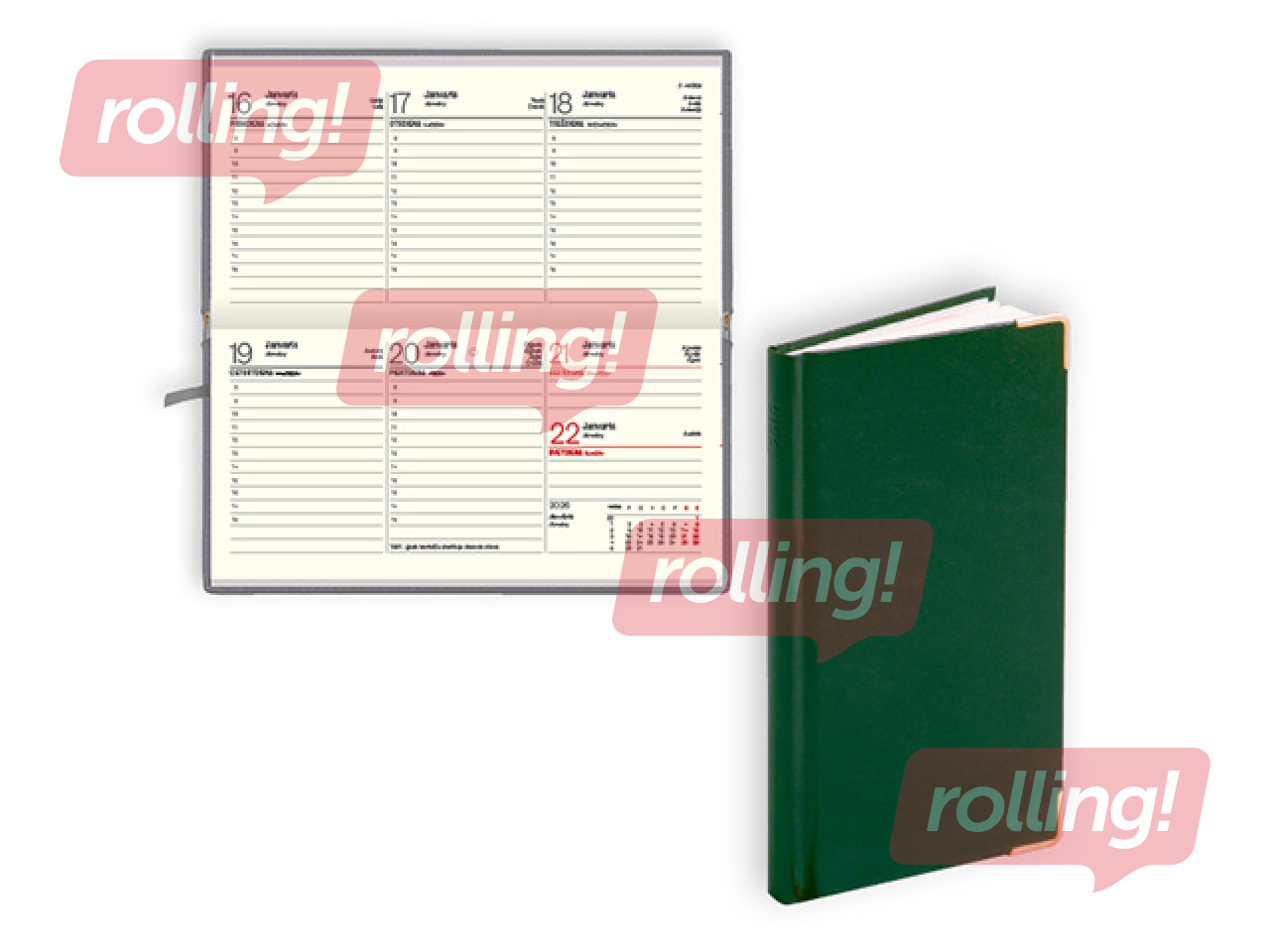 Kabatas kalendārs Lady, basis, zaļš