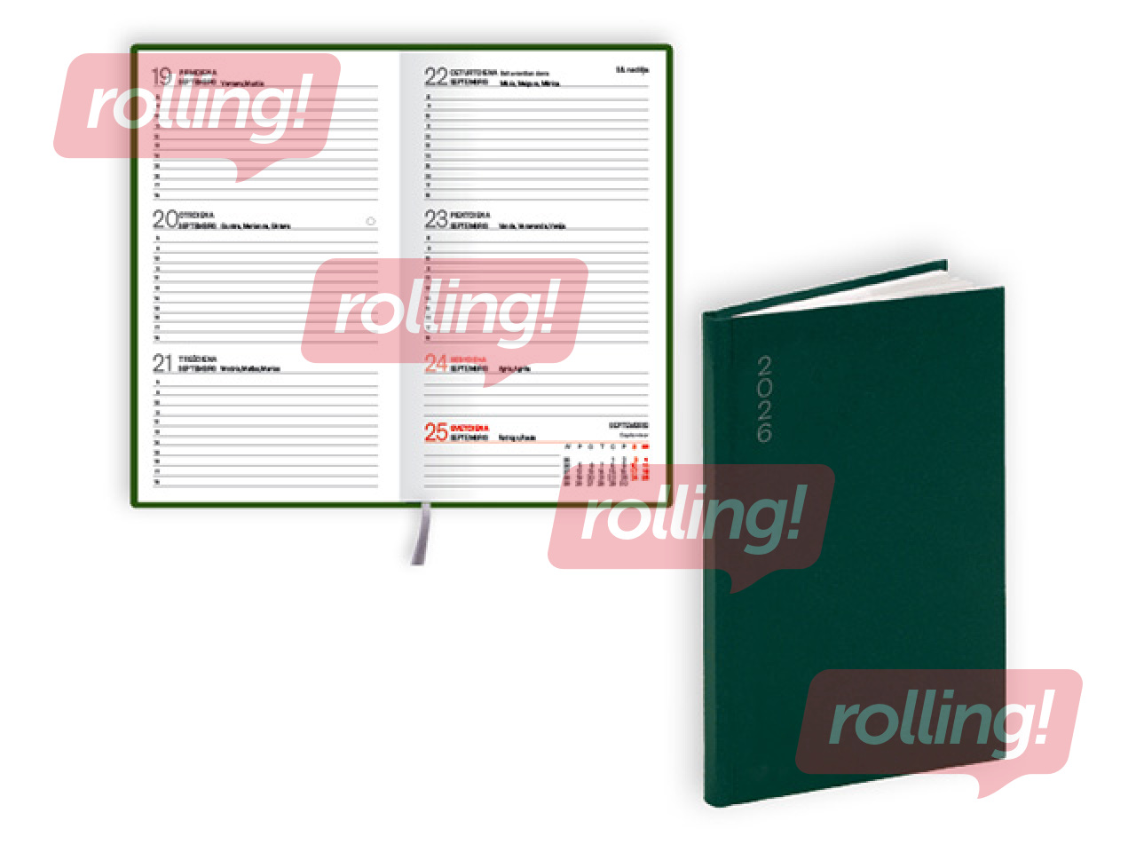 Kabatas kalendārs Pocket Flex, basis, zaļš