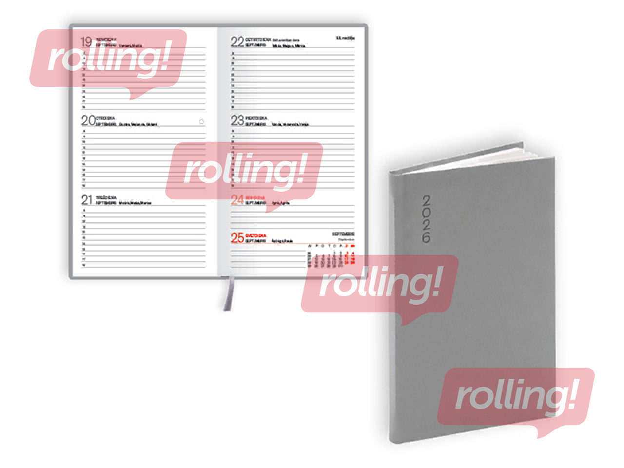 Kabatas kalendārs Pocket Flex, basis, pelēks