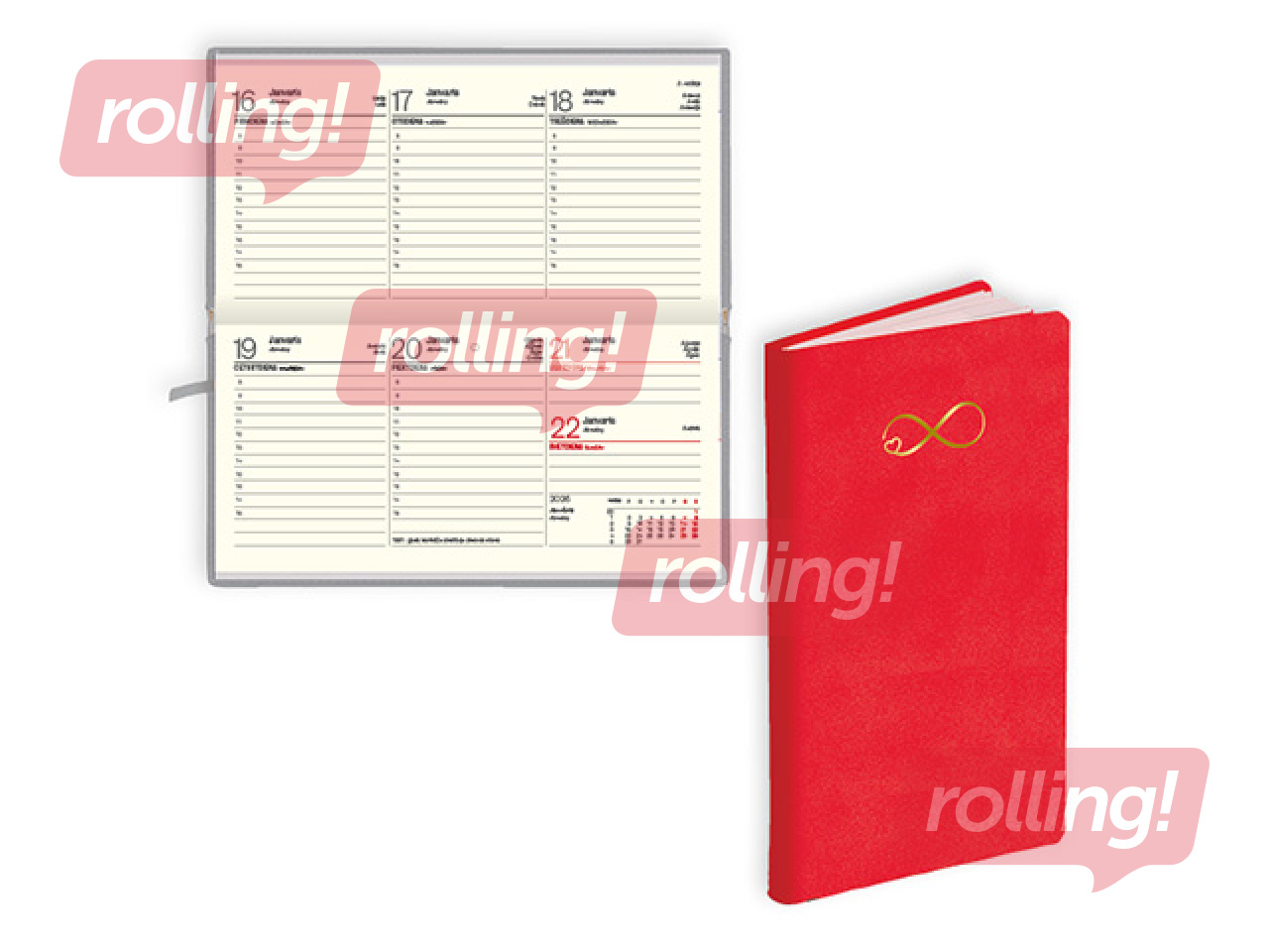 Pocket Calendar Lady, leather imitation Soft, red