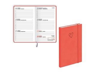 Kabatas kalendārs Pocket Soft, mākslīgā āda, koraļu sārts