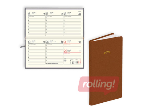 Kabatas kalendārs Lady, mākslīgā āda ar tekstūru, brūns