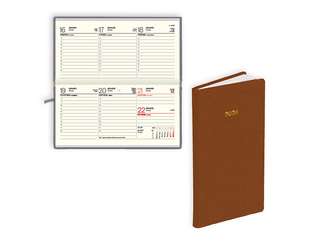 Pocket calendar Lady, textured imitation leather, brown