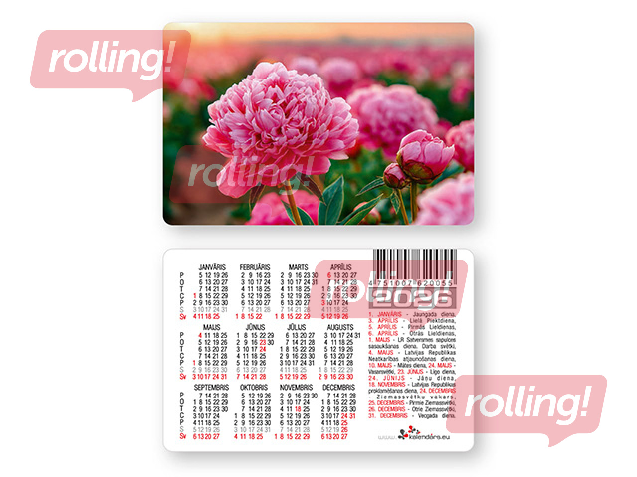 Pocket calendar, double-sided, No.1, 60x92mm