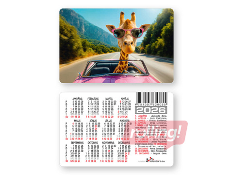Kabatas kalendārs, divpusējs, Nr.8, 60x92mm