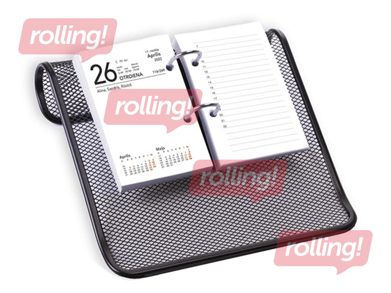 Galda pārliekamā kalendāra paliktnis, metāla, melns