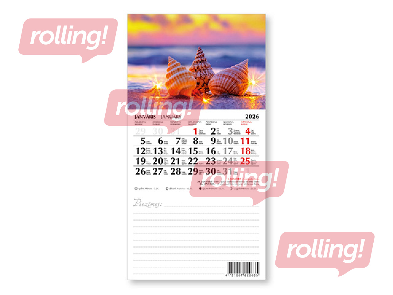 Kalender kirjutuspaberiga ja magnetalusega, No.1