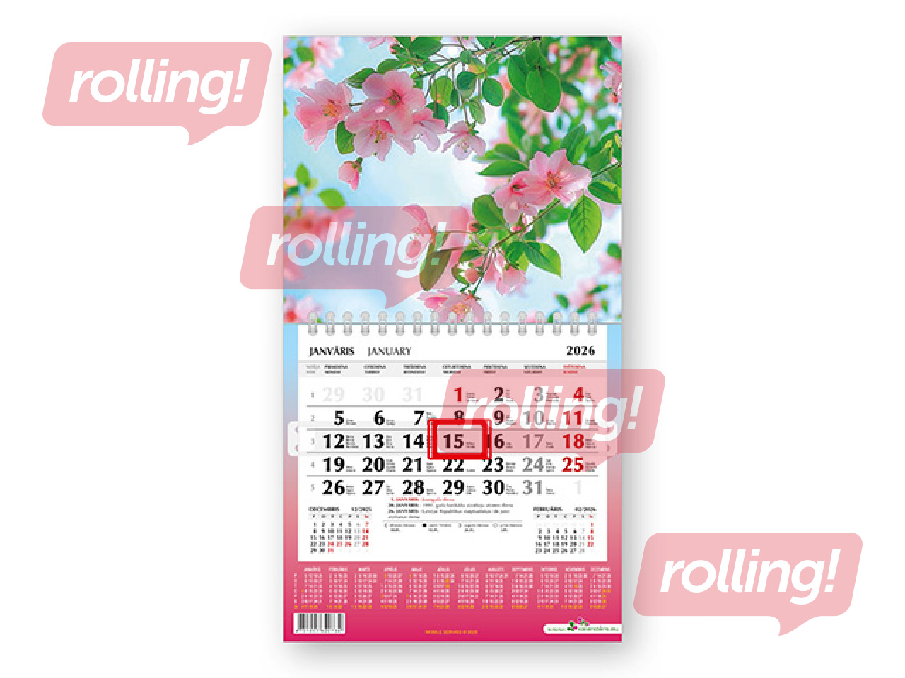 Sienas kalendārs Mini, Puķes, 2026