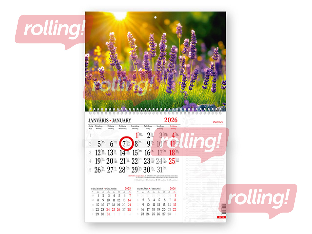 Sienas kalendārs Notes, 2026