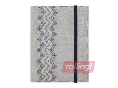 Skolotāja dienasgrāmata Embroidery, Linen Pelēks, A5