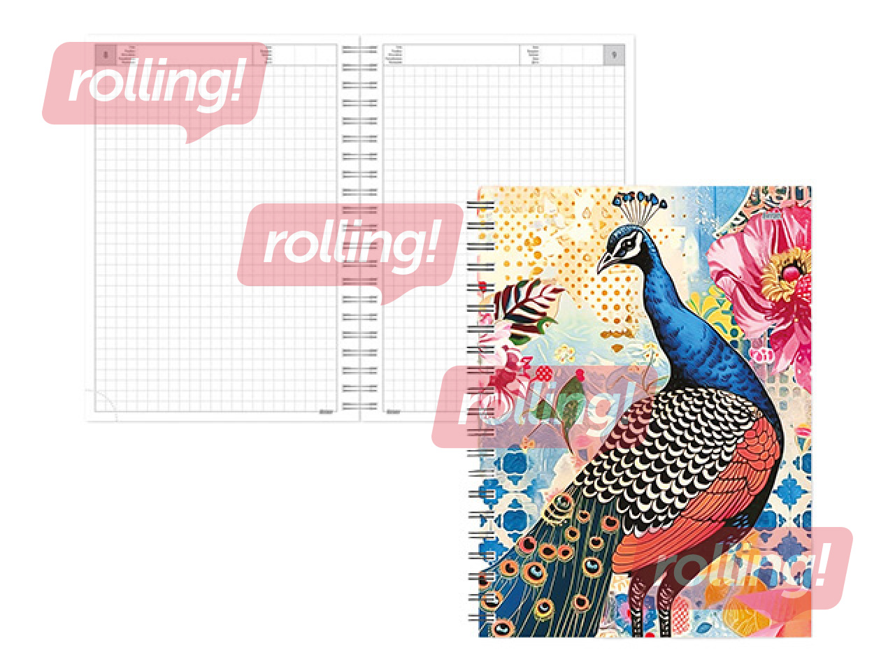 Dienasgrāmata - piezīmju bloks bez datumiem, Tempo Spiral, rūtiņu, Frida