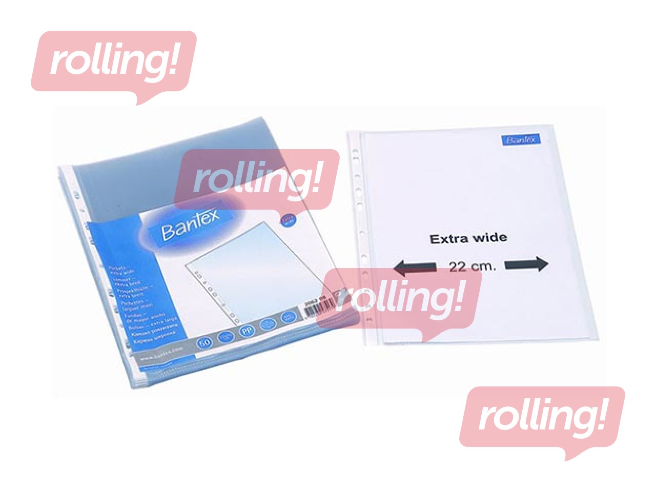 Dokumentu kabatiņas Bantex, A4+, matētas, 100 mic., 50 gab.
