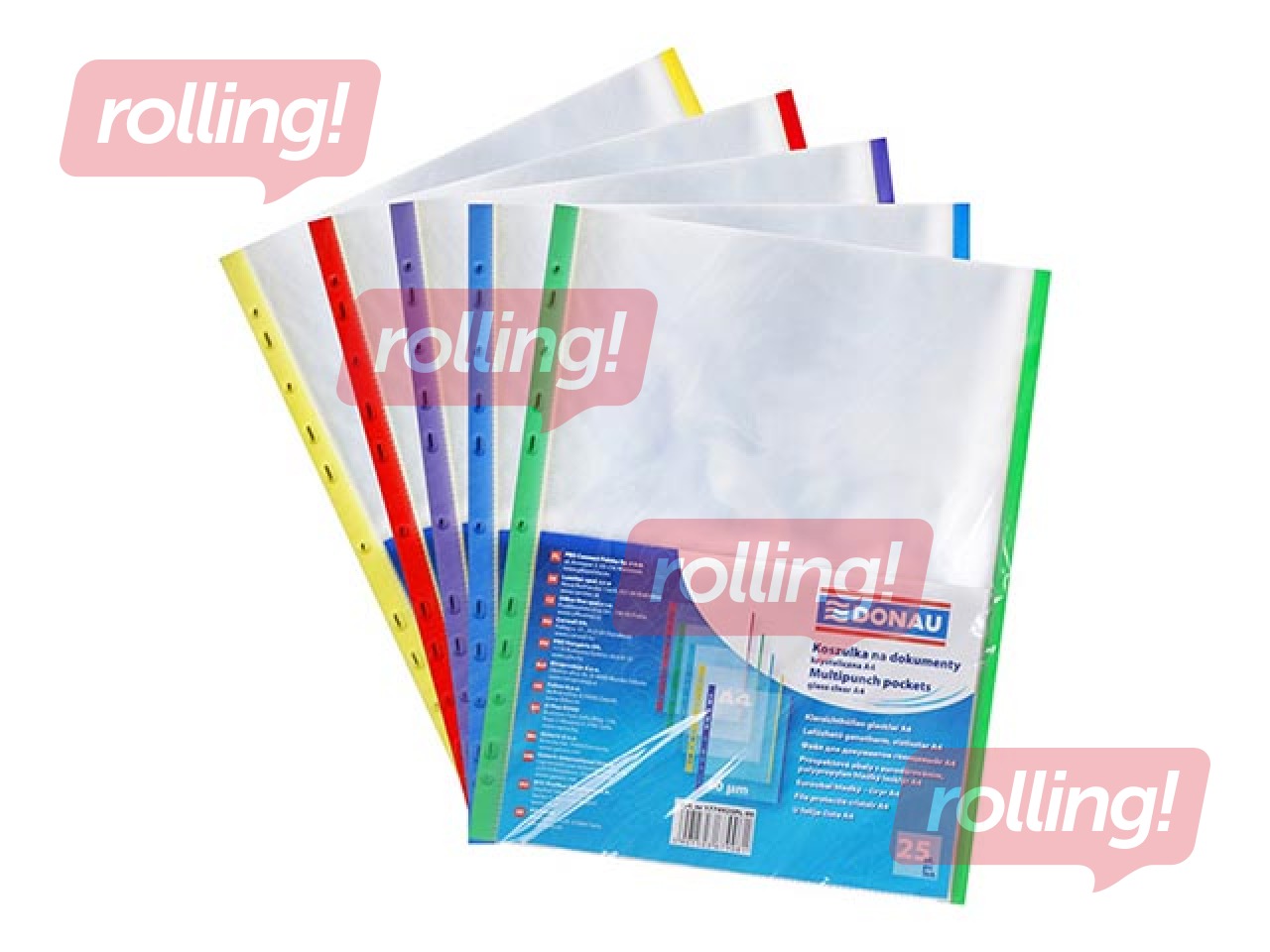 Dokumentu kabatiņas Donau, A4 ar krāsainām malām, 25 gab.