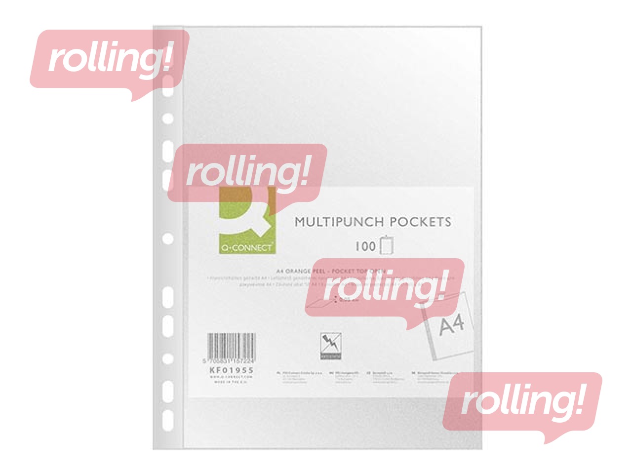 Dokumentu kabatiņas Q-Connect, A4, matētas, 50 mic., 100 gab.