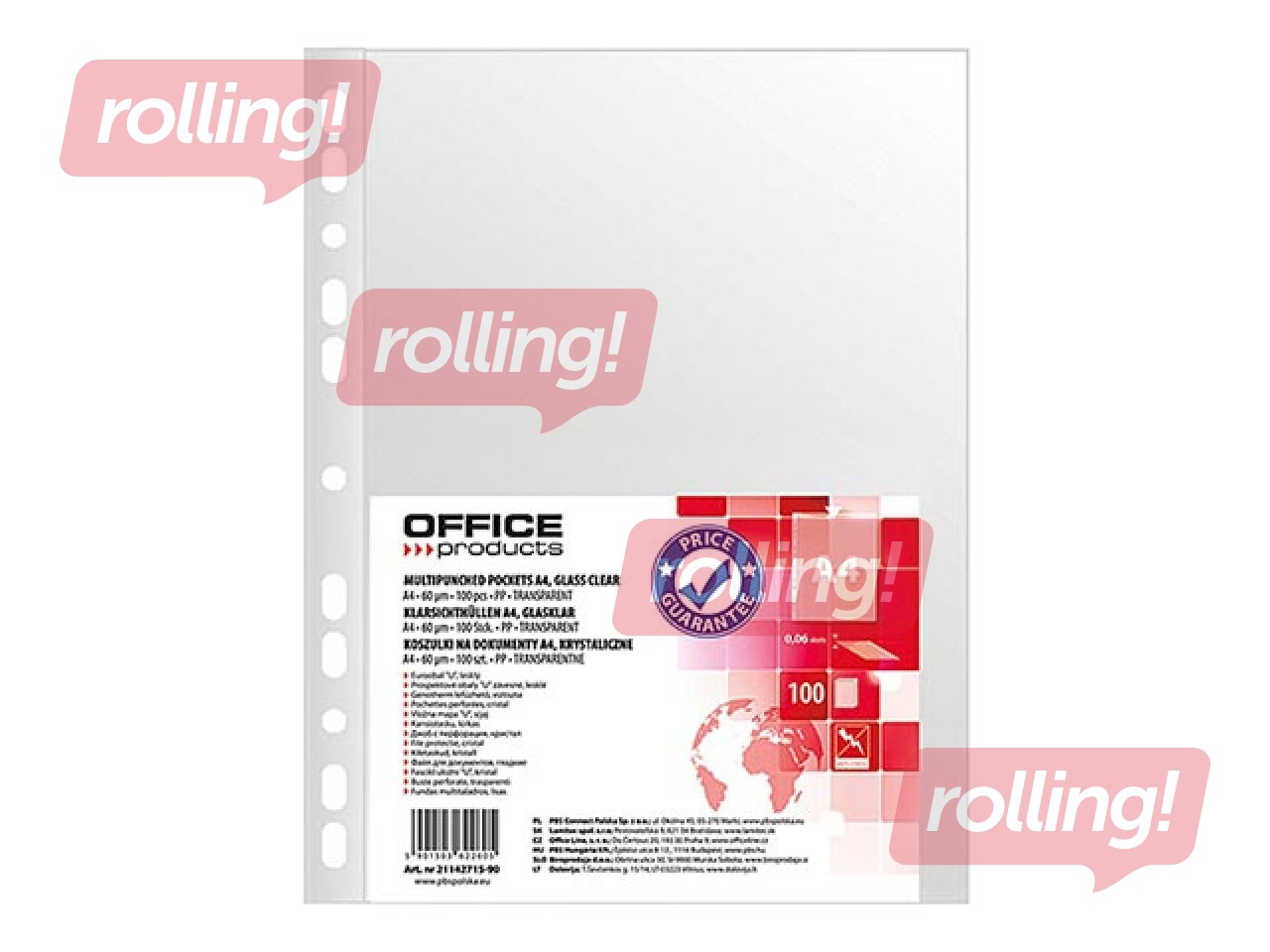 Dokumentu kabatiņas Office Products, A4, glancētas, 60 mic., 100 gab.