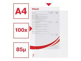 Dokumentu kabatiņas Essselte, A4, matētas, 90 mic., no sāna un augšas, 100 gab.