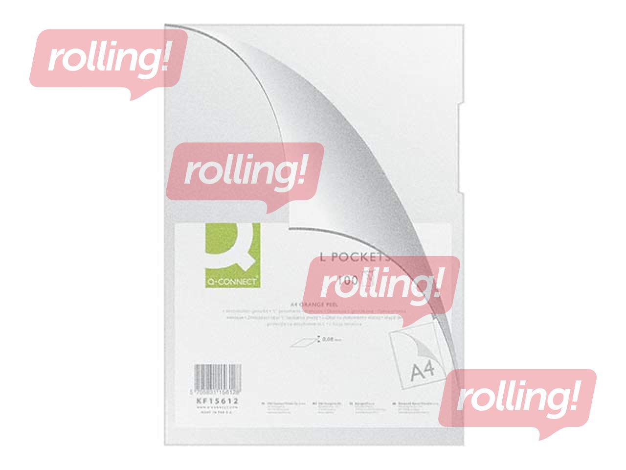 Mape - stūrītis Q-Connect,  A4, 80 mic., matēta, caurspīdīga, 100 gab.