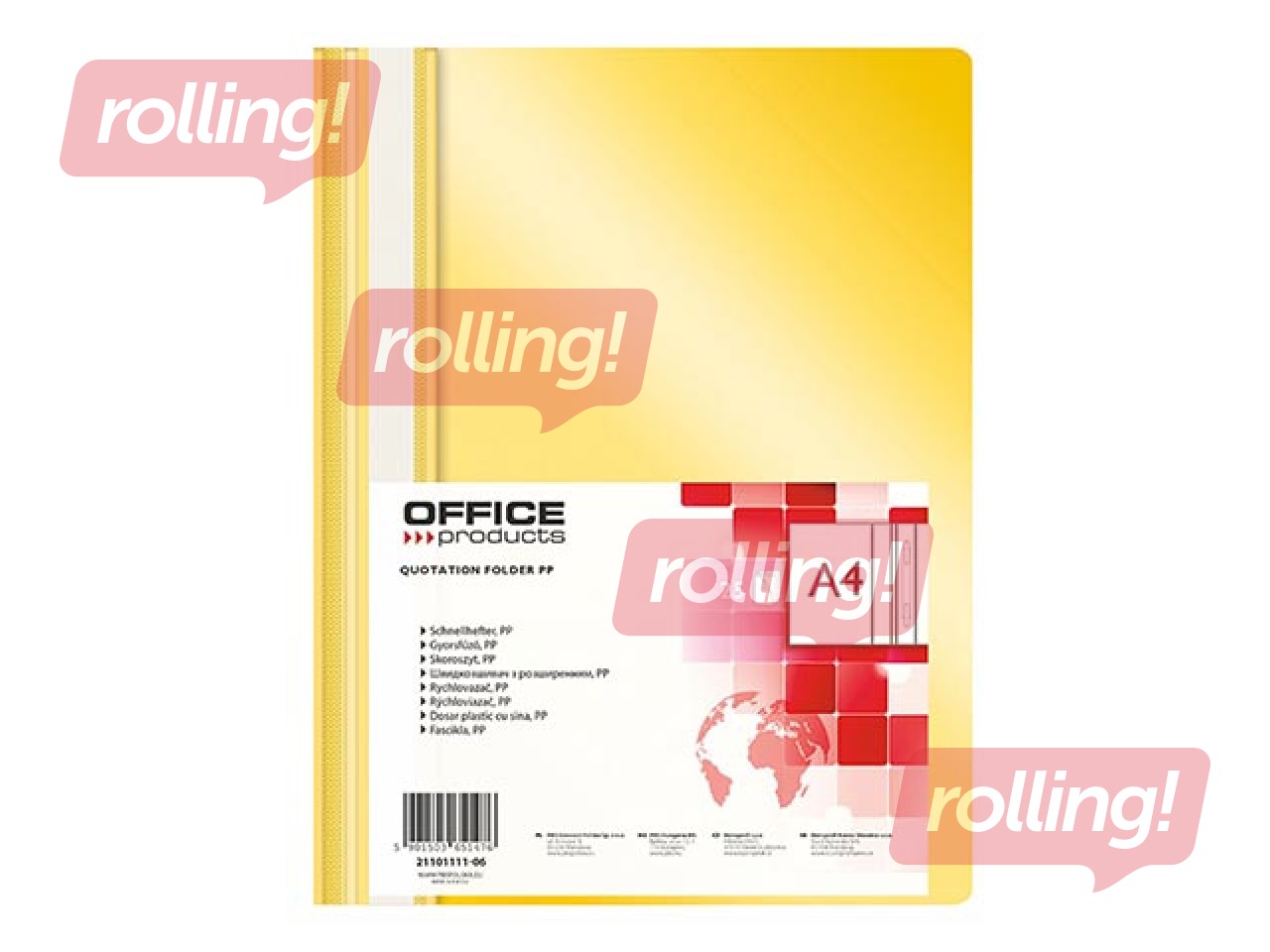 Mape ātršuvējs Office Products, A4, dzeltena