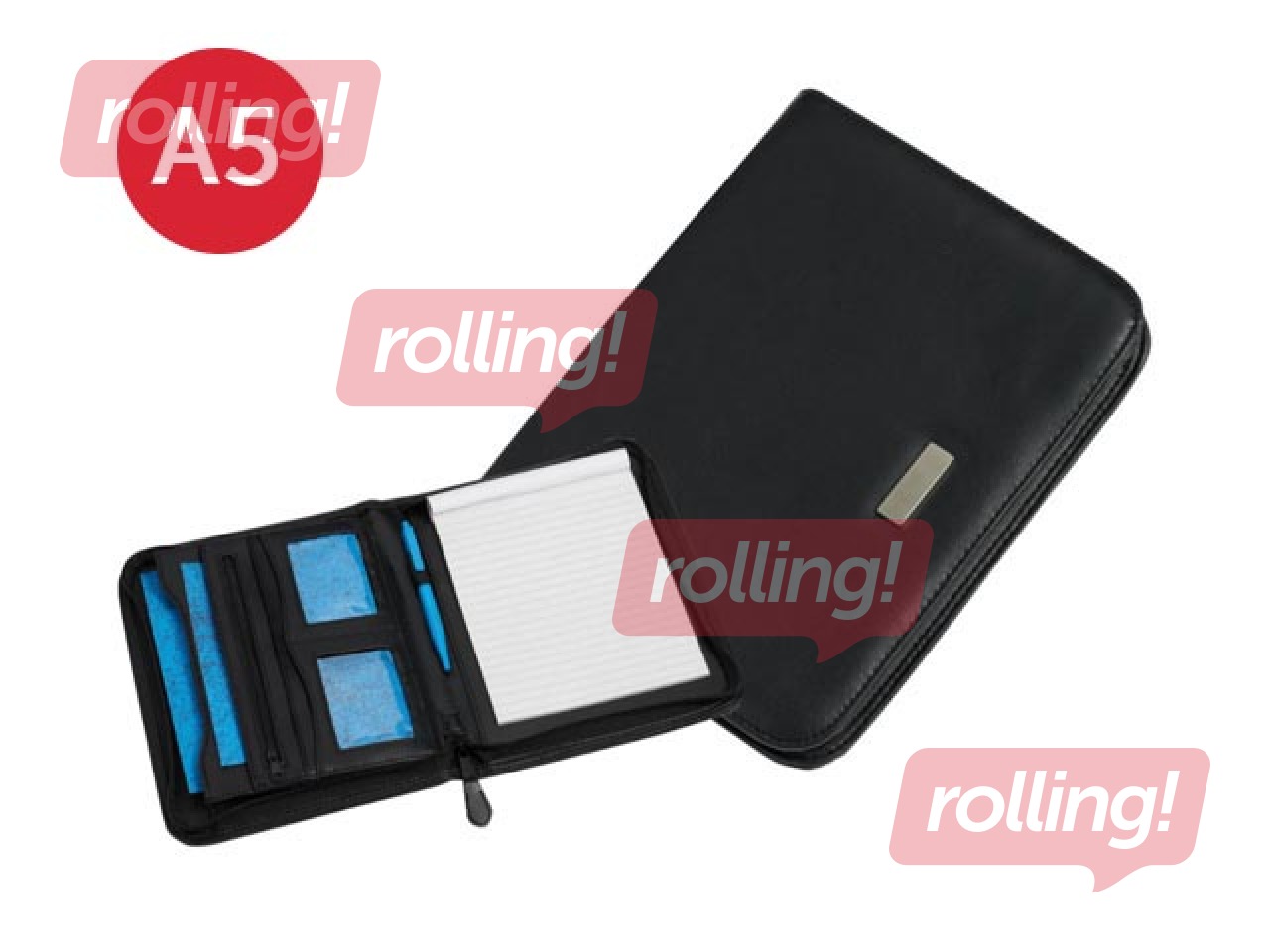 Writing case Rillstab Excellent de Luxe with zip, A5, black