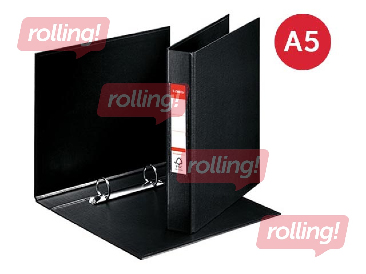 Mape ar 2 riņķiem Esselte, A5, melna, 25mm