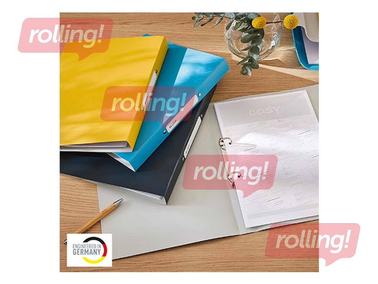 Mape ar 2 riņķiem Leitz Cosy, A4, dzeltena, 25mm