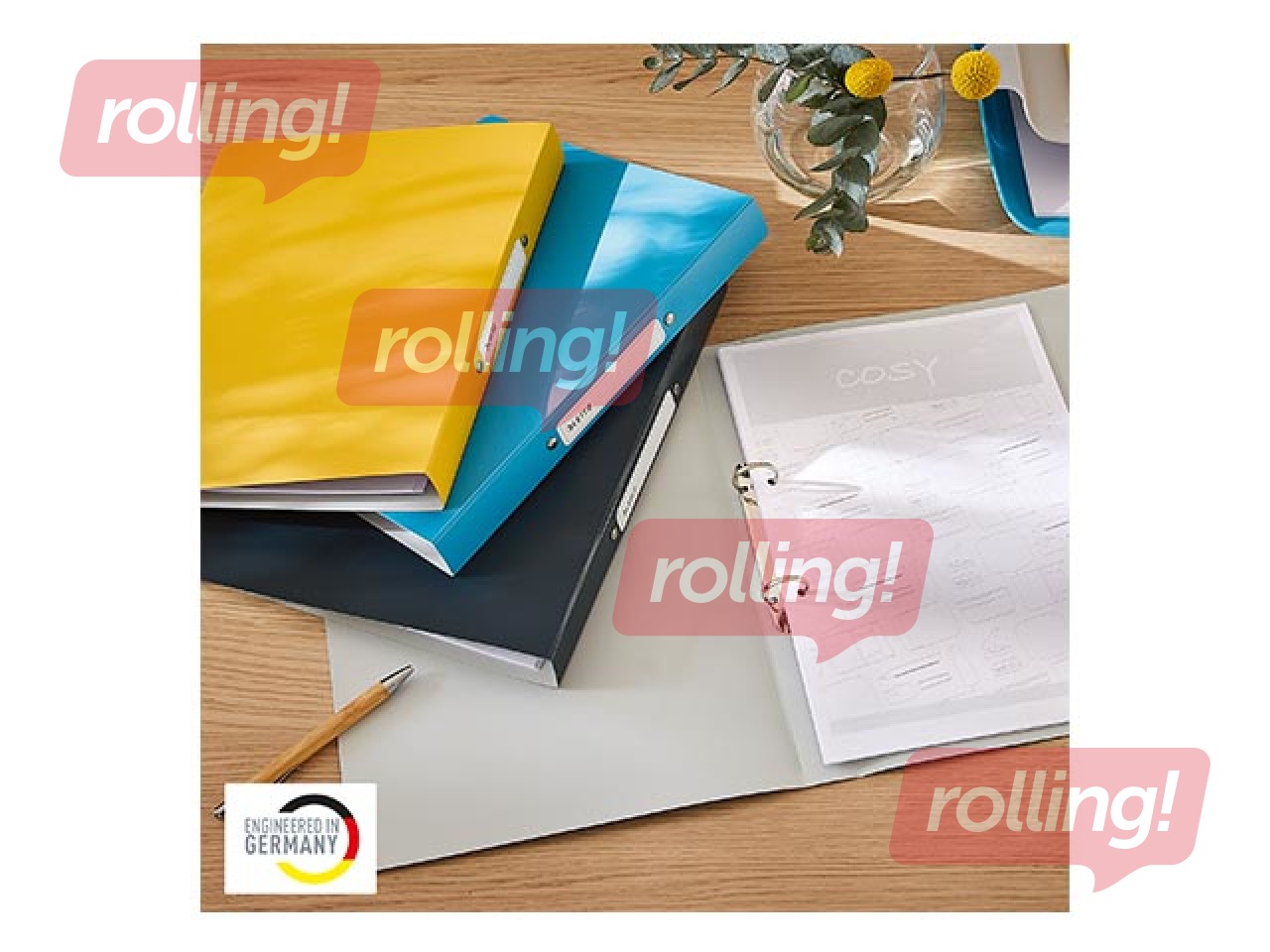 Folder with 2 rings Leitz Cozy, A4, gray, 25mm