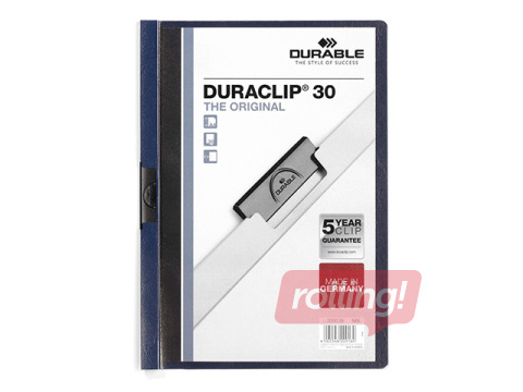 Mape ar piespiedēju Durable Duraclip Original 30, tumši zila, A4