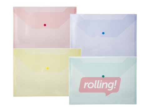 Folder - envelope, Office Point, A4, transparent assorted colours