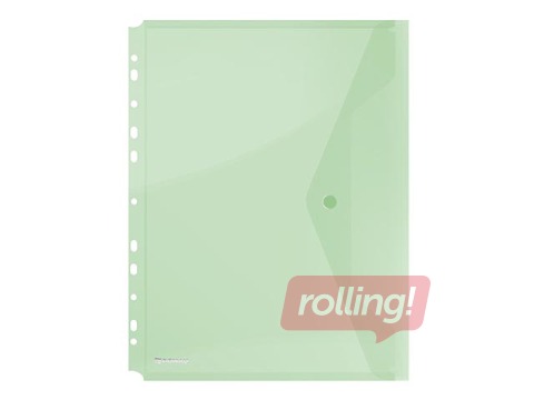 Папка конверт с перфорацией Donau, A4, прозрачный, зеленая