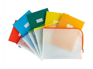 Folder - lockable Herma, A4 +, transparent with orange zipper