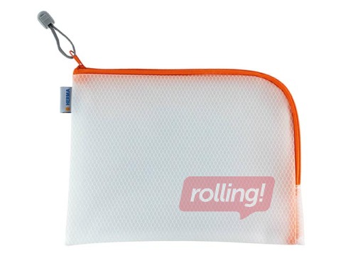 Folder - lockable Herma, A5, transparent with orenge zipper