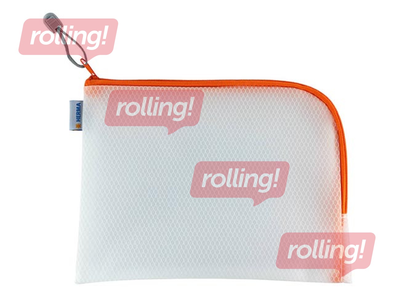 Folder - lockable Herma, A5, transparent with orenge zipper