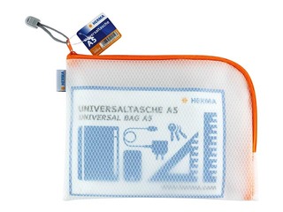 Folder - lockable Herma, A5, transparent with orenge zipper