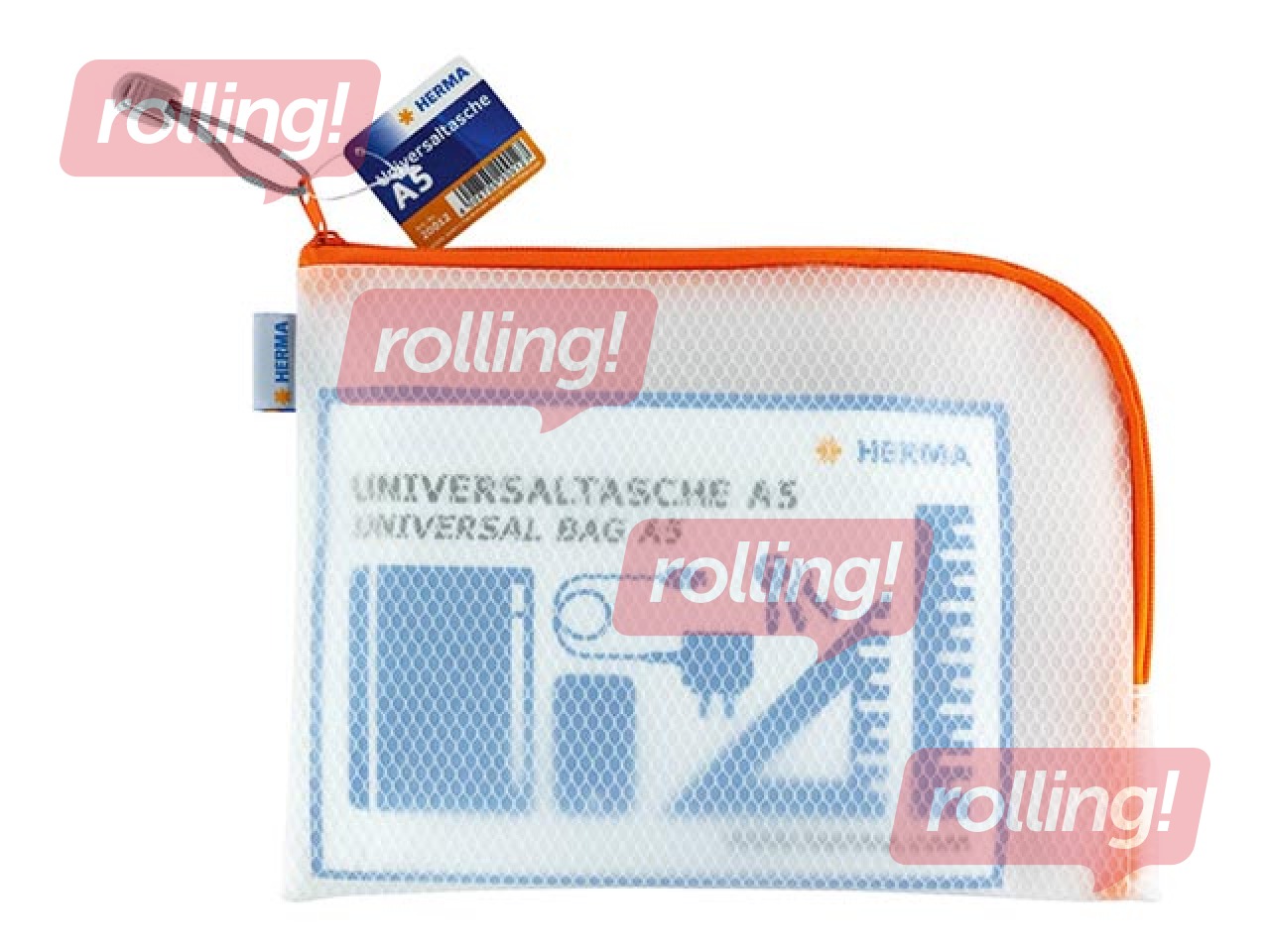 Folder - lockable Herma, A5, transparent with orenge zipper