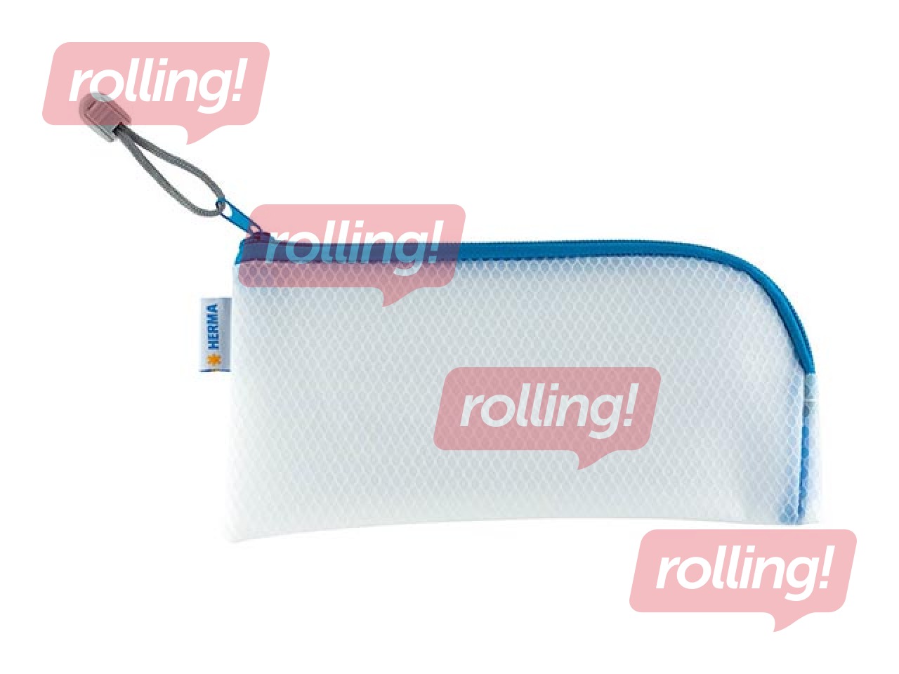 Mape - slēdzama Herma, 23x11 cm, caurspīdīga ar zilu rāvējslēdzēju