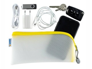 Mape - slēdzama Herma, 23x11 cm, caurspīdīga ar dzeltenu rāvējslēdzēju