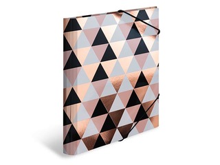 Elasticated folder A4 cardboard rose gold foil abstract
