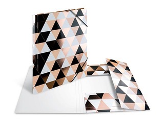 SALE Kummiga kaust A4, kartong, roosakas-kuldne 